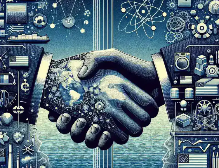 "US and UK trade deal meeting showcasing science and technology collaboration, emphasizing a strategic shift in foreign policy toward strengthening tech alliances."